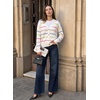 image:imageSidefeel Womens Striped Cropped Button Down Cardigan SweatersA White