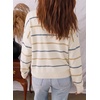 image:imageSidefeel Womens Striped Cropped Button Down Cardigan SweatersApricot