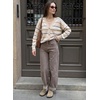 image:imageSidefeel Womens Striped Cropped Button Down Cardigan SweatersApricot