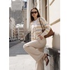 image:imageSidefeel Womens Striped Cropped Button Down Cardigan SweatersApricot