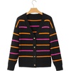 image:imageSidefeel Womens Striped Cropped Button Down Cardigan SweatersBlack