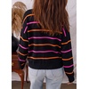 image:imageSidefeel Womens Striped Cropped Button Down Cardigan SweatersBlack