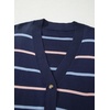 image:imageSidefeel Womens Striped Cropped Button Down Cardigan SweatersBlue