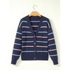 image:imageSidefeel Womens Striped Cropped Button Down Cardigan SweatersBlue