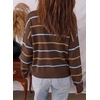 image:imageSidefeel Womens Striped Cropped Button Down Cardigan SweatersDark Brown