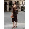 image:imageSidefeel Womens Striped Cropped Button Down Cardigan SweatersDark Brown