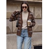 image:imageSidefeel Womens Striped Cropped Button Down Cardigan SweatersDark Brown