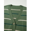 image:imageSidefeel Womens Striped Cropped Button Down Cardigan SweatersGreen