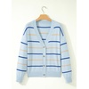 image:imageSidefeel Womens Striped Cropped Button Down Cardigan SweatersMist Blue