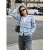 image:imageSidefeel Womens Striped Cropped Button Down Cardigan SweatersMist Blue