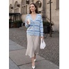 image:imageSidefeel Womens Striped Cropped Button Down Cardigan SweatersMist Blue