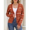 image:imageSidefeel Womens Striped Cropped Button Down Cardigan SweatersOrange