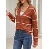 image:imageSidefeel Womens Striped Cropped Button Down Cardigan SweatersOrange