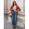 image:imageSidefeel Womens Striped Cropped Button Down Cardigan SweatersOrange