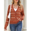 image:imageSidefeel Womens Striped Cropped Button Down Cardigan SweatersOrange