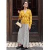 image:imageSidefeel Womens Striped Cropped Button Down Cardigan SweatersYellow