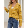 image:imageSidefeel Womens Striped Cropped Button Down Cardigan SweatersYellow