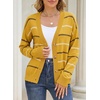 image:imageSidefeel Womens Striped Cropped Button Down Cardigan SweatersYellow