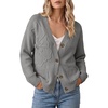image:imageSidefeel Womens 3D Floral Long Sleeve V Neck Open Front Cardigan SweatersGray