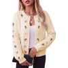 image:imageSidefeel Womens Button Up Floral Cardigan SweatersBeige