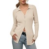 image:imageSidefeel Womens Cardigan Sweaters V Neck Long Sleeve Lightweight SweatersApricot