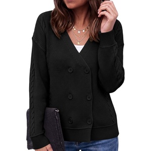 image:imageSidefeel Cardigan Sweaters for Women Long Sleeve Wrap V Neck Fall OutfitsBlack