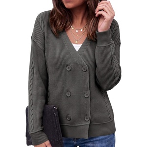 image:imageSidefeel Cardigan Sweaters for Women Long Sleeve Wrap V Neck Fall OutfitsDark Grey