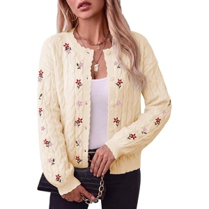 image:imageSidefeel Womens Button Up Floral Cardigan SweatersBeige