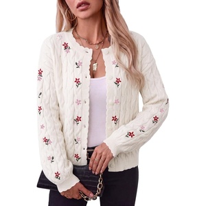 image:imageSidefeel Womens Button Up Floral Cardigan SweatersWhite