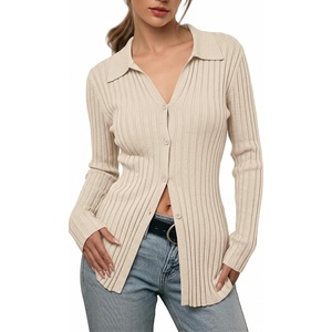 image:imageSidefeel Womens Cardigan Sweaters V Neck Long Sleeve Lightweight SweatersApricot