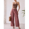 image:imageSidefeel Corduroy Pants Women Wide Leg High Waisted Drawstring Baggy PantsBrick Red