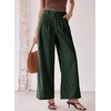 image:imageSidefeel Corduroy Pants Women Wide Leg High Waisted Drawstring Baggy PantsDark Forest Green