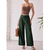 image:imageSidefeel Corduroy Pants Women Wide Leg High Waisted Drawstring Baggy PantsDark Forest Green