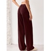 image:imageSidefeel Womens Casual High Waist Wide Leg Corduroy PantsBurgundy