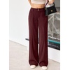 image:imageSidefeel Womens Casual High Waist Wide Leg Corduroy PantsBurgundy