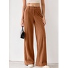 image:imageSidefeel Womens Casual High Waist Wide Leg Corduroy PantsChestnut