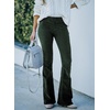 image:imageSidefeel Womens Flare Elastic Waist Pants Corduroy Trousers Large Green