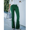 image:imageSidefeel Womens Flare Elastic Waist Pants Corduroy Trousers Small Green