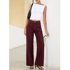 image:imageSidefeel Womens High Waisted Jeans Loose Fit Wide Leg Denim PantsBurgundy