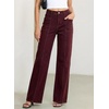 image:imageSidefeel Womens High Waisted Jeans Loose Fit Wide Leg Denim PantsBurgundy