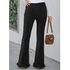 image:imageSidefeel Womens High Waisted Ruffle Flare Corduroy PantsBlack