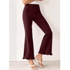 image:imageSidefeel Womens High Waisted Ruffle Flare Corduroy PantsBurgundy