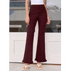 image:imageSidefeel Womens High Waisted Ruffle Flare Corduroy PantsBurgundy