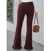image:imageSidefeel Womens High Waisted Ruffle Flare Corduroy PantsBurgundy