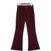 image:imageSidefeel Womens High Waisted Ruffle Flare Corduroy PantsBurgundy