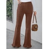 image:imageSidefeel Womens High Waisted Ruffle Flare Corduroy PantsCoffee