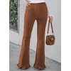 image:imageSidefeel Womens High Waisted Ruffle Flare Corduroy PantsGold Flame