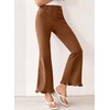 image:imageSidefeel Womens High Waisted Ruffle Flare Corduroy PantsGold Flame