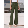 image:imageSidefeel Womens High Waisted Ruffle Flare Corduroy PantsGreen