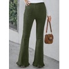 image:imageSidefeel Womens High Waisted Ruffle Flare Corduroy PantsGreen